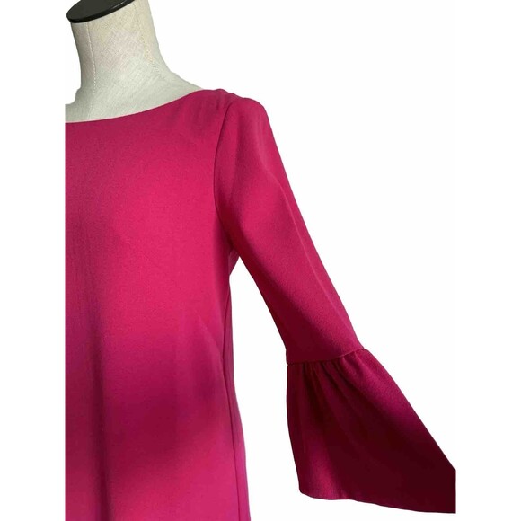 Talbots Magenta Pink Shift Dress 3/4 Bell Sleeves Lined Stretch Size 2 - Picture 9 of 10